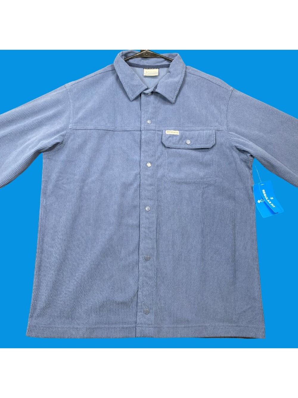 Columbia Mens Blue Corduroy Button-Up Long Sleeve Shirt Size Small New With Tags